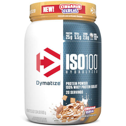 Dymatize ISO100 Hydrolyzed Protein Powder 100% Whey Isolate Cinnamon Cereal 20 Servings Gluten-Free
